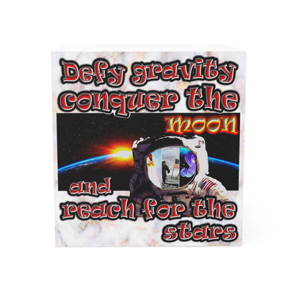 defy conquer reach - note cube (white marble)