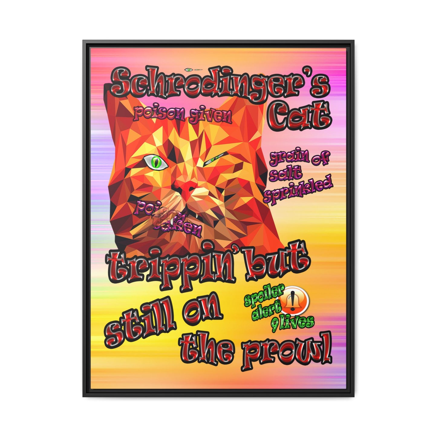 schrodinger's cat - framed canvas art (color blur)