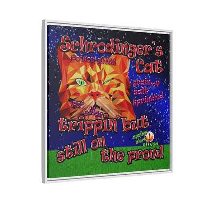 schrodinger's cat - framed canvas art ('snoops' background)