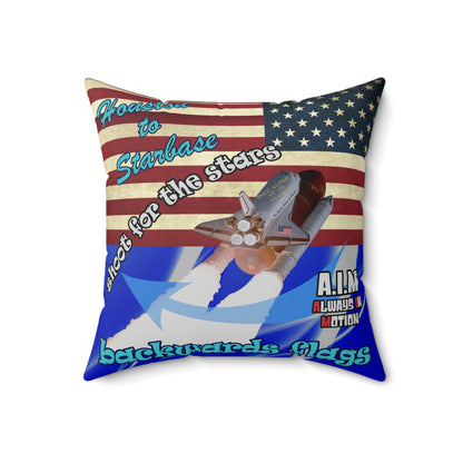 shoot for the stars - Spun Polyester Square Pillow - (blue-white wave)