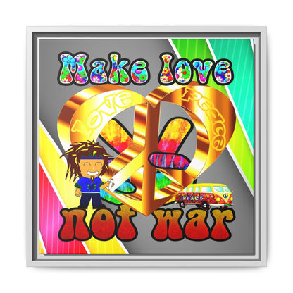 love peace - framed canvas art (rainbow split)
