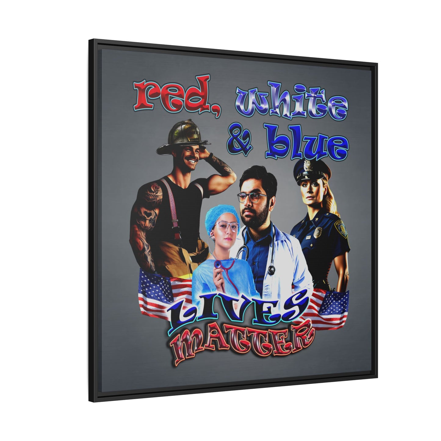 rw&b lives matter - framed canvas art (grey-light grey)