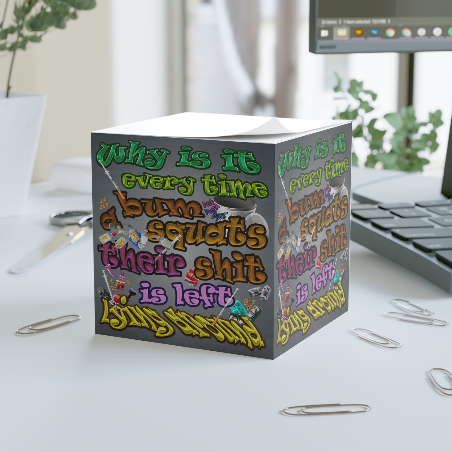 the bum's shit - note cube (grey-light grey)