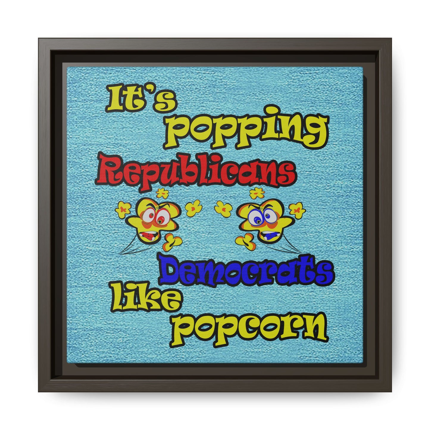 popping like popcorn - framed canvas art (faded dark blue)