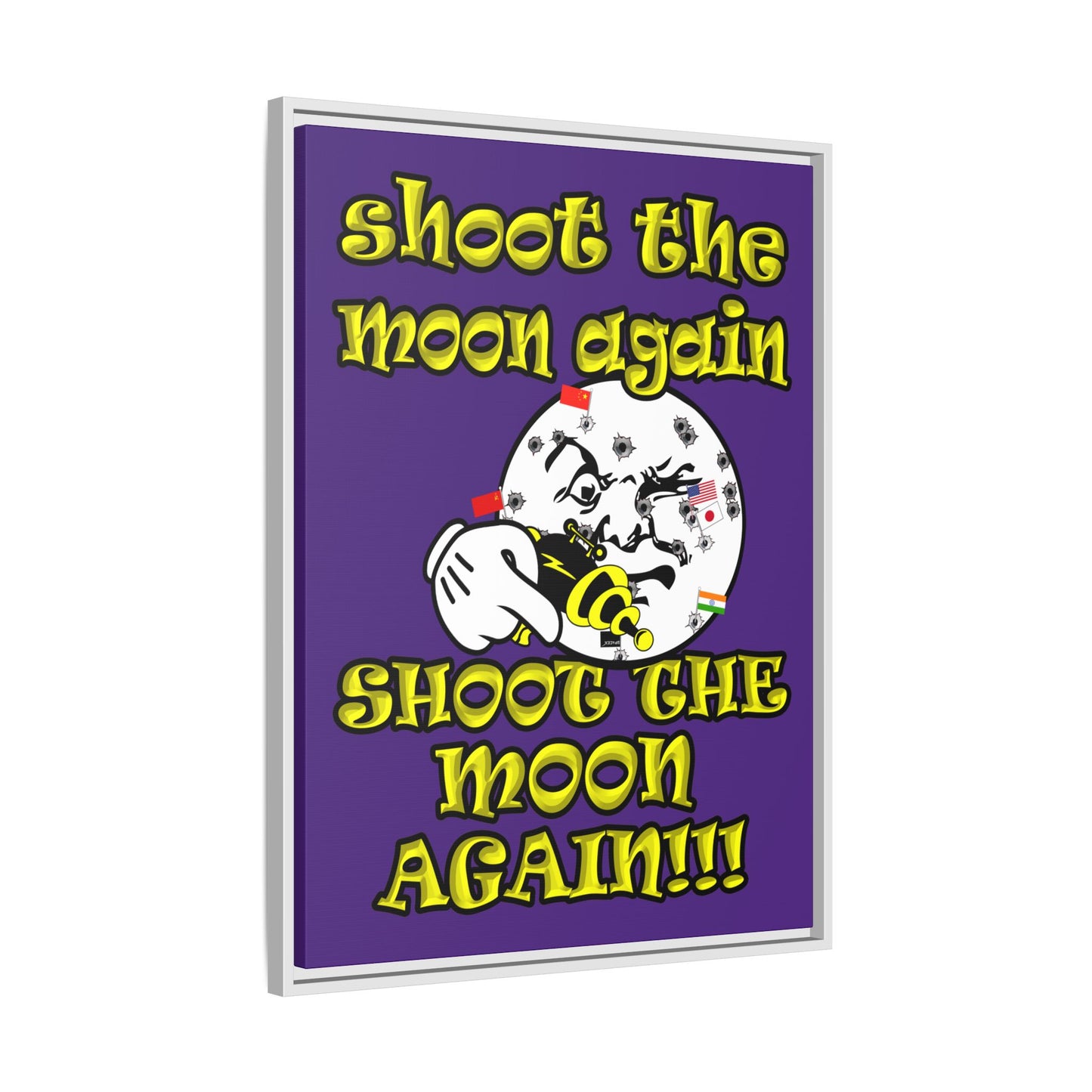 shoot the moon again - framed canvas art (purple)