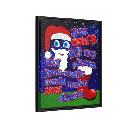 santa's shoes - framed canvas art ('snoops' background)