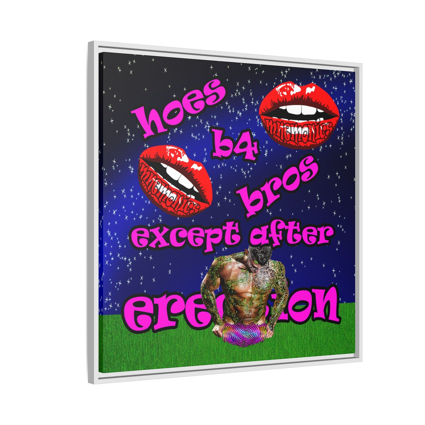 hoes b4 bros - framed canvas art ('snoops' background)