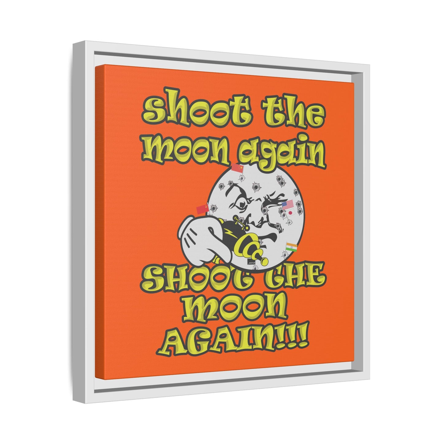 shoot the moon again - framed canvas art (orange)
