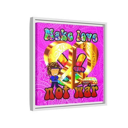 love peace - framed canvas art (pink swirl)