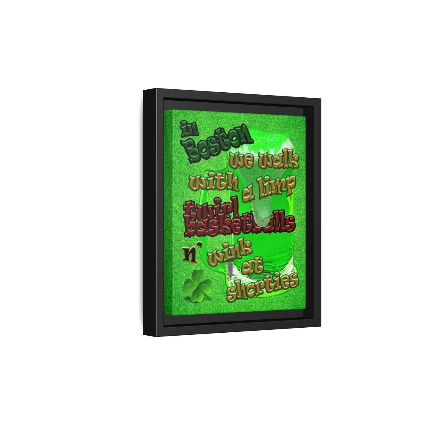 celtics logo - framed canvas art (green turf)