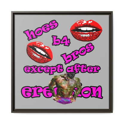 hoes b4 bros - framed canvas art (light grey)