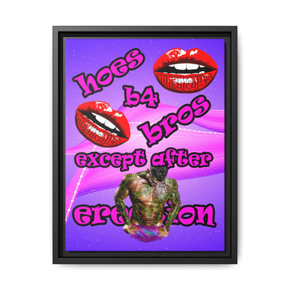 hoes b4 bros - framed canvas art (purple-pink wave)