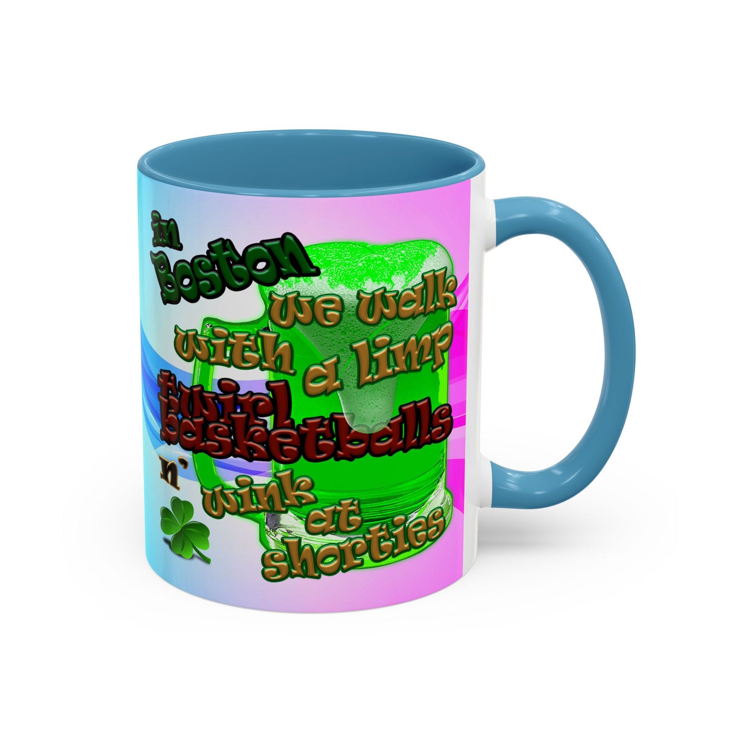 celtics logo - Accent Mug (light blue-pink wave)
