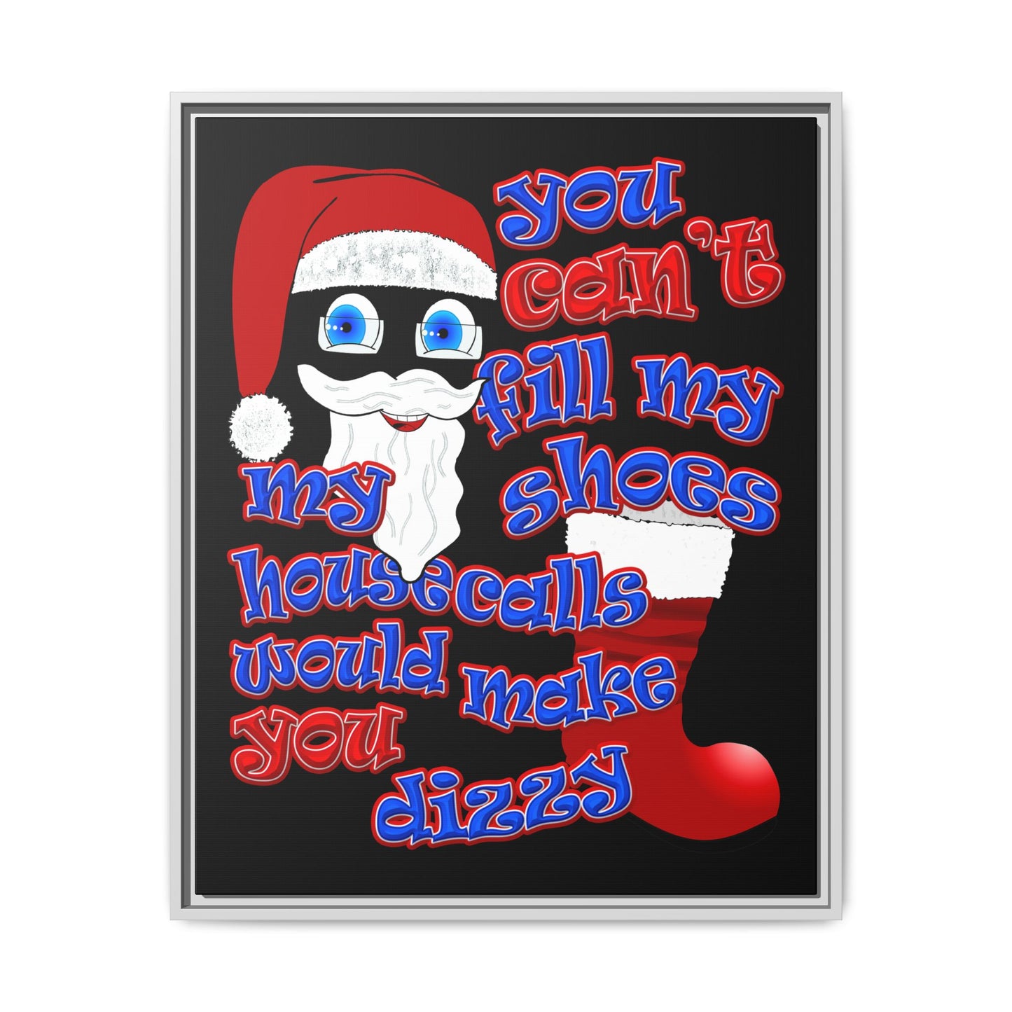 santa's shoes - framed canvas art (black)