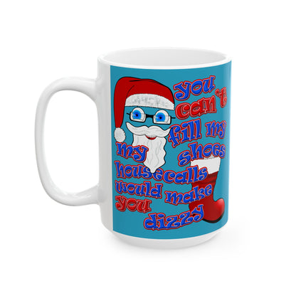 santa's shoes - White Mug (turquoise)