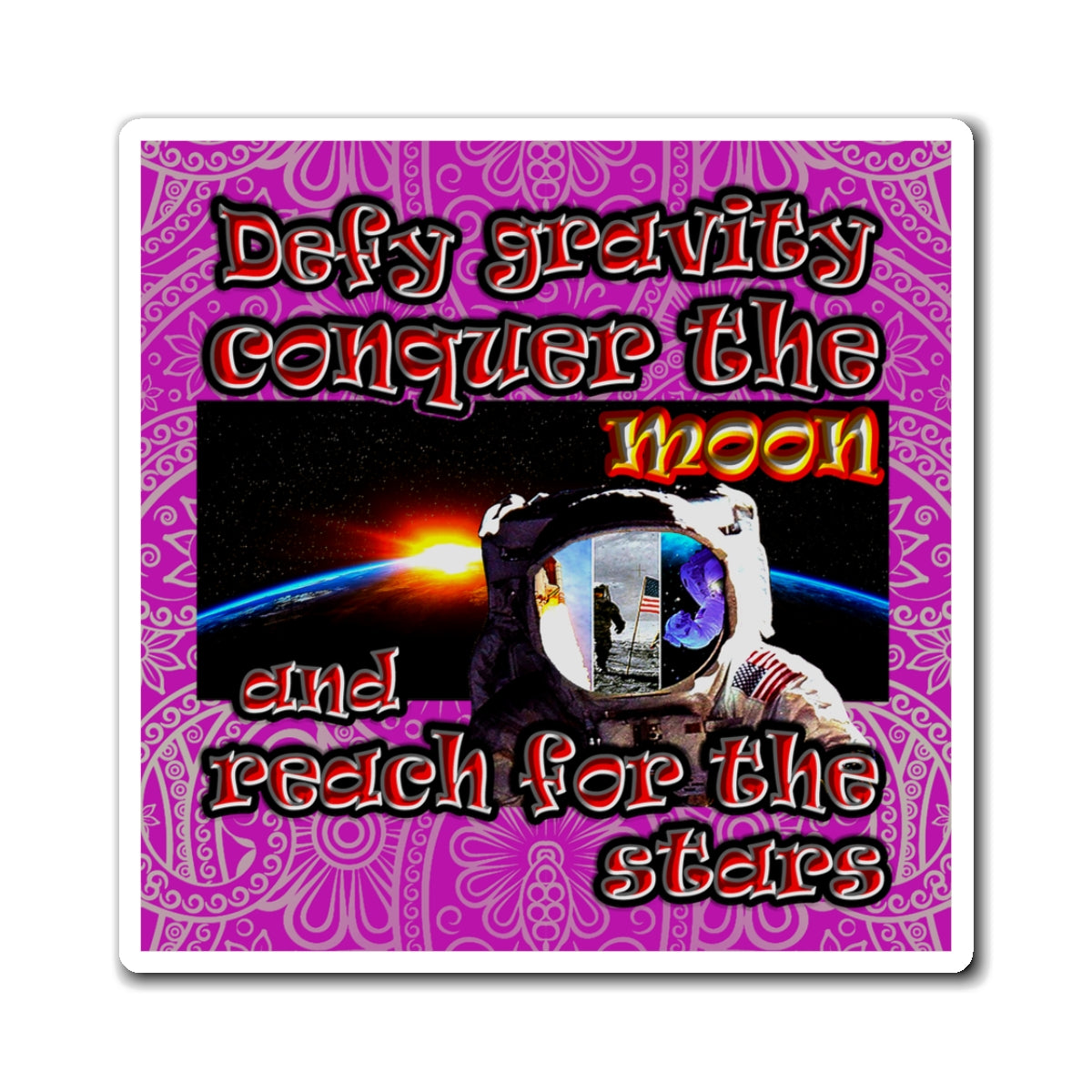 defy conquer reach - Magnets - (pink swirl)