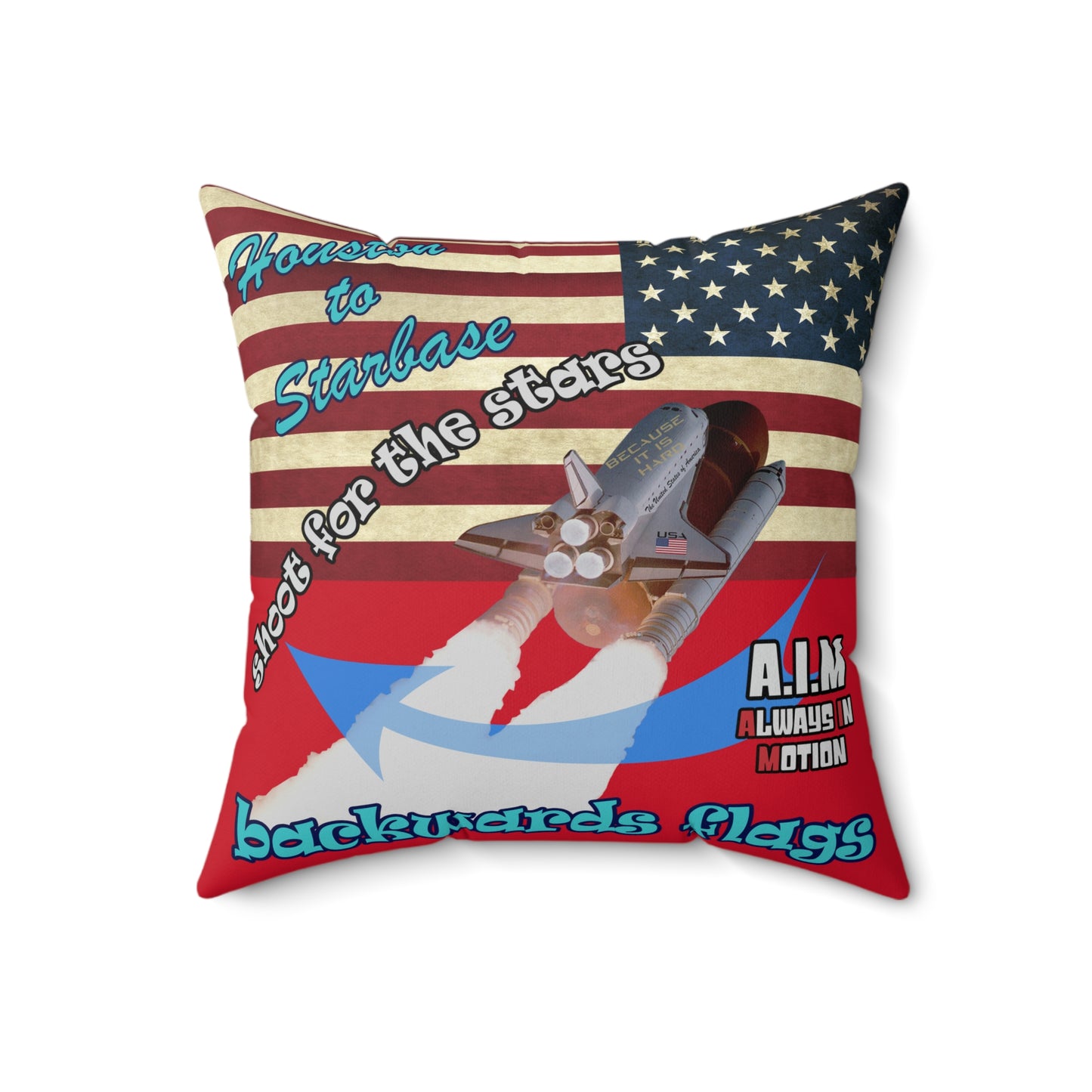 shoot for the stars - Spun Polyester Square Pillow - (dark red)