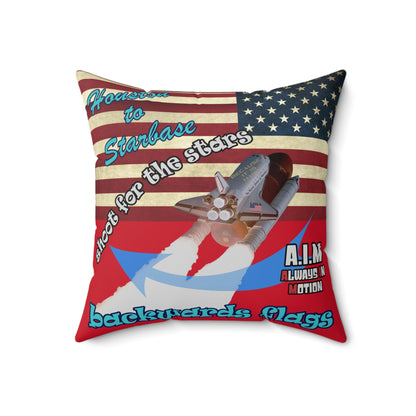 shoot for the stars - Spun Polyester Square Pillow - (dark red)