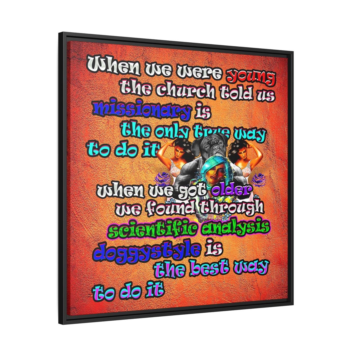 doggystyle - framed canvas art (burnt orange)