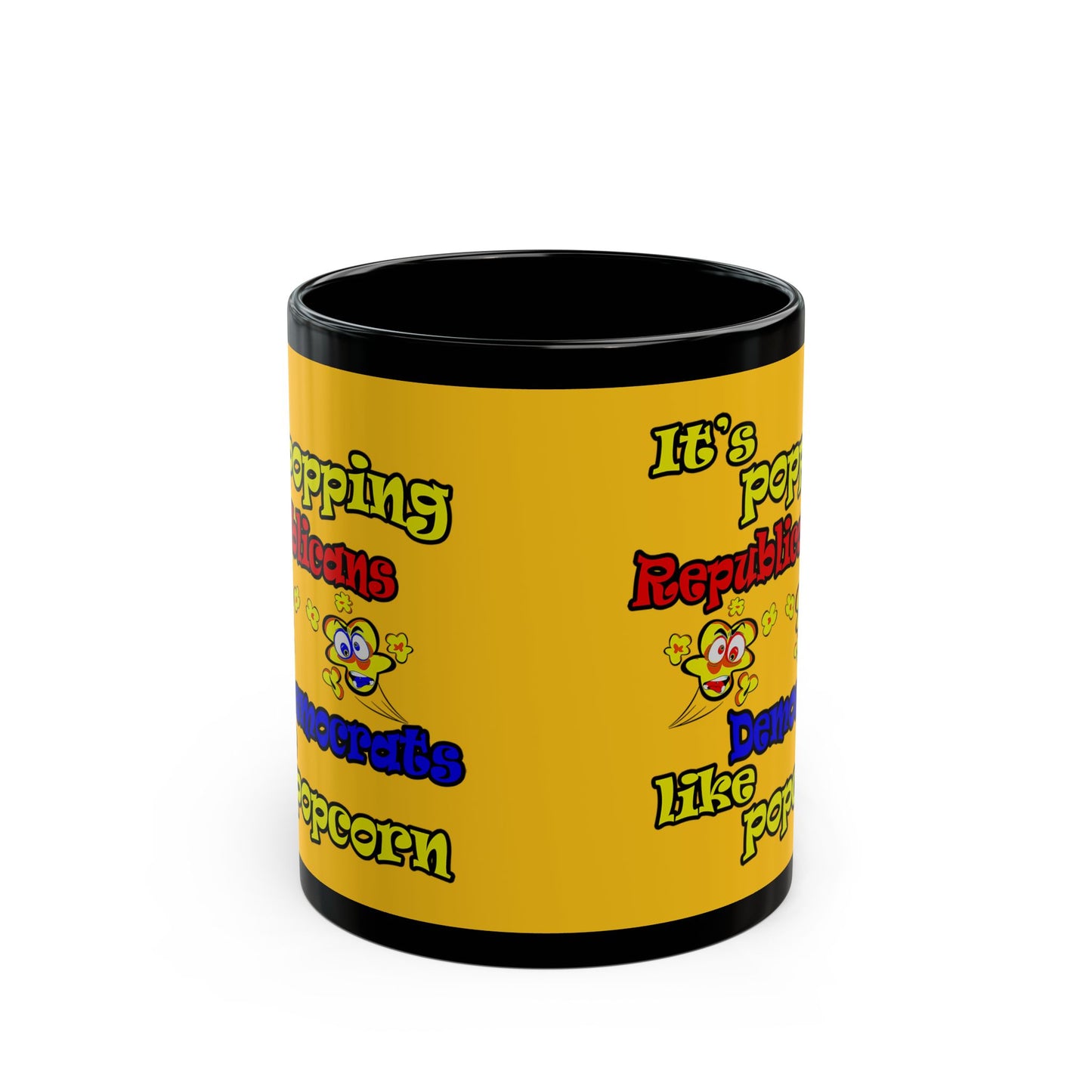 popping like popcorn - Black Mug (yellow)