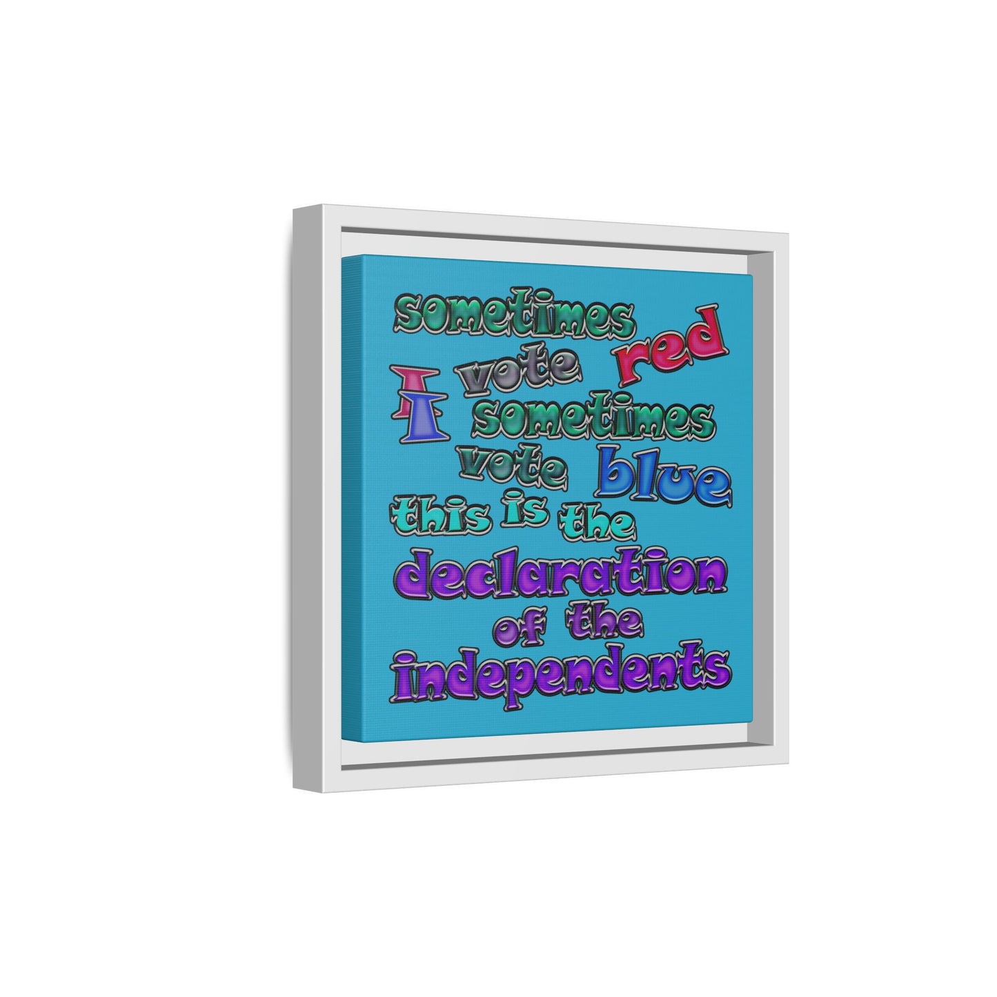 declaration of the independents - framed canvas art (turquoise)
