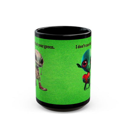 I don't care that your grey - Black Mug (green turf)