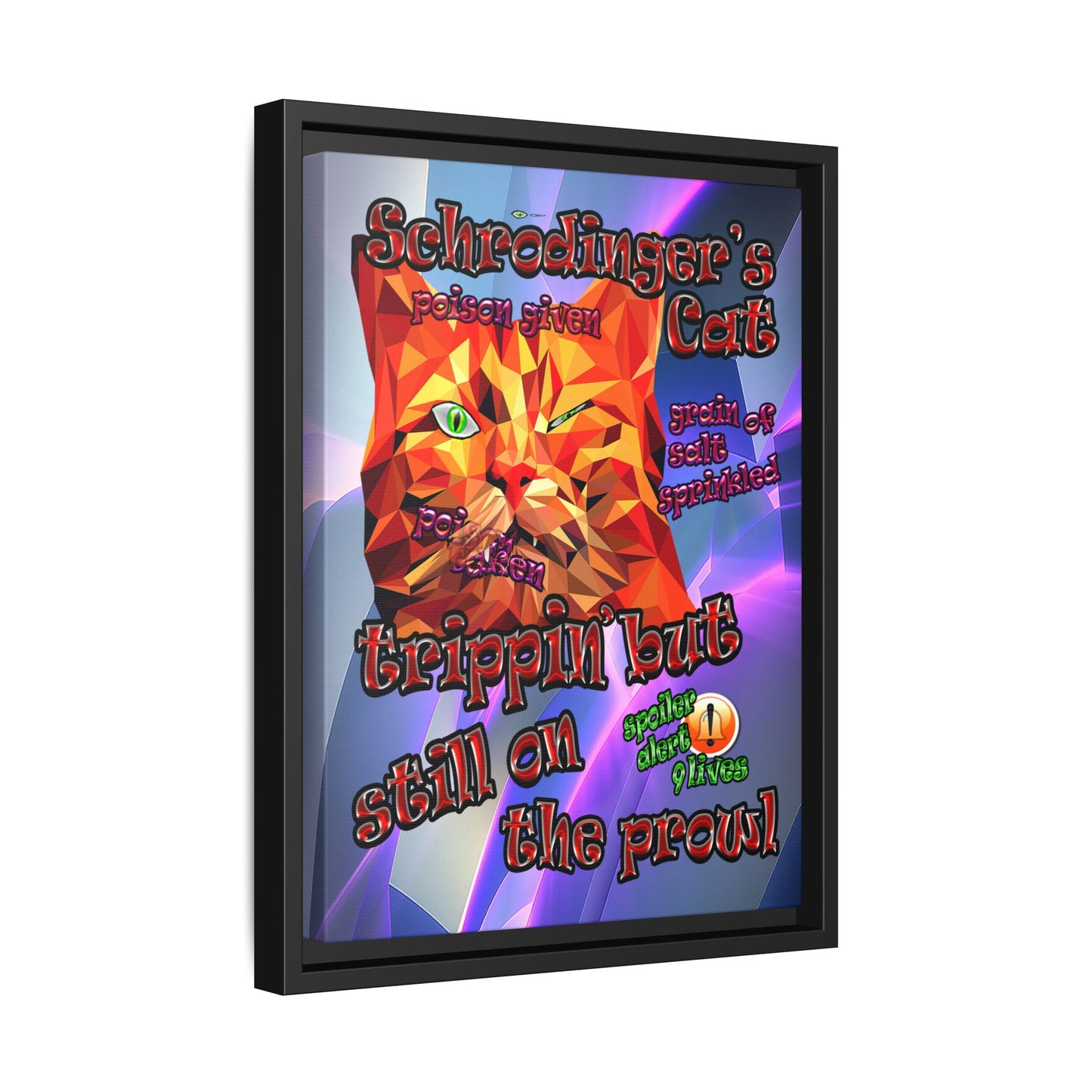 schrodinger's cat - framed canvas art (grey-pink wave)