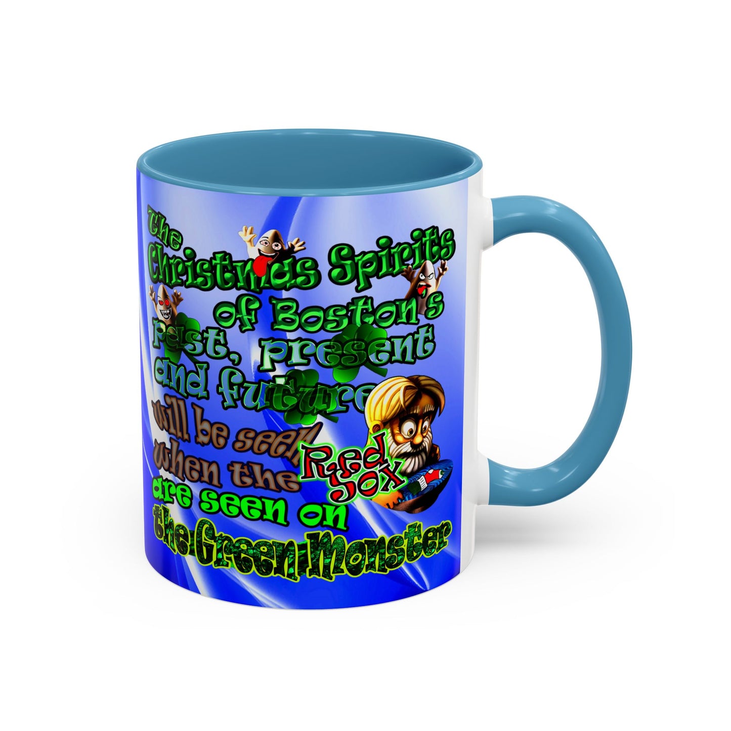 christmas spirits of boston - Accent Mug (blue-white wave)