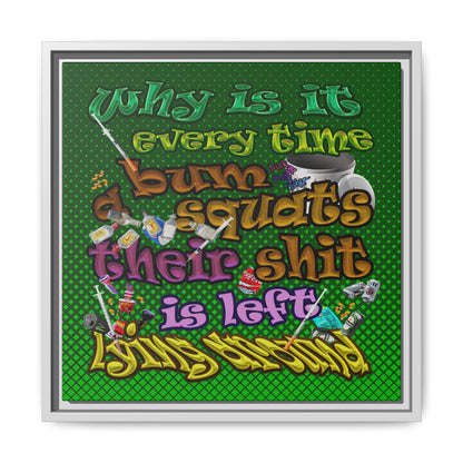 the bum's shit - framed canvas art (logo green)
