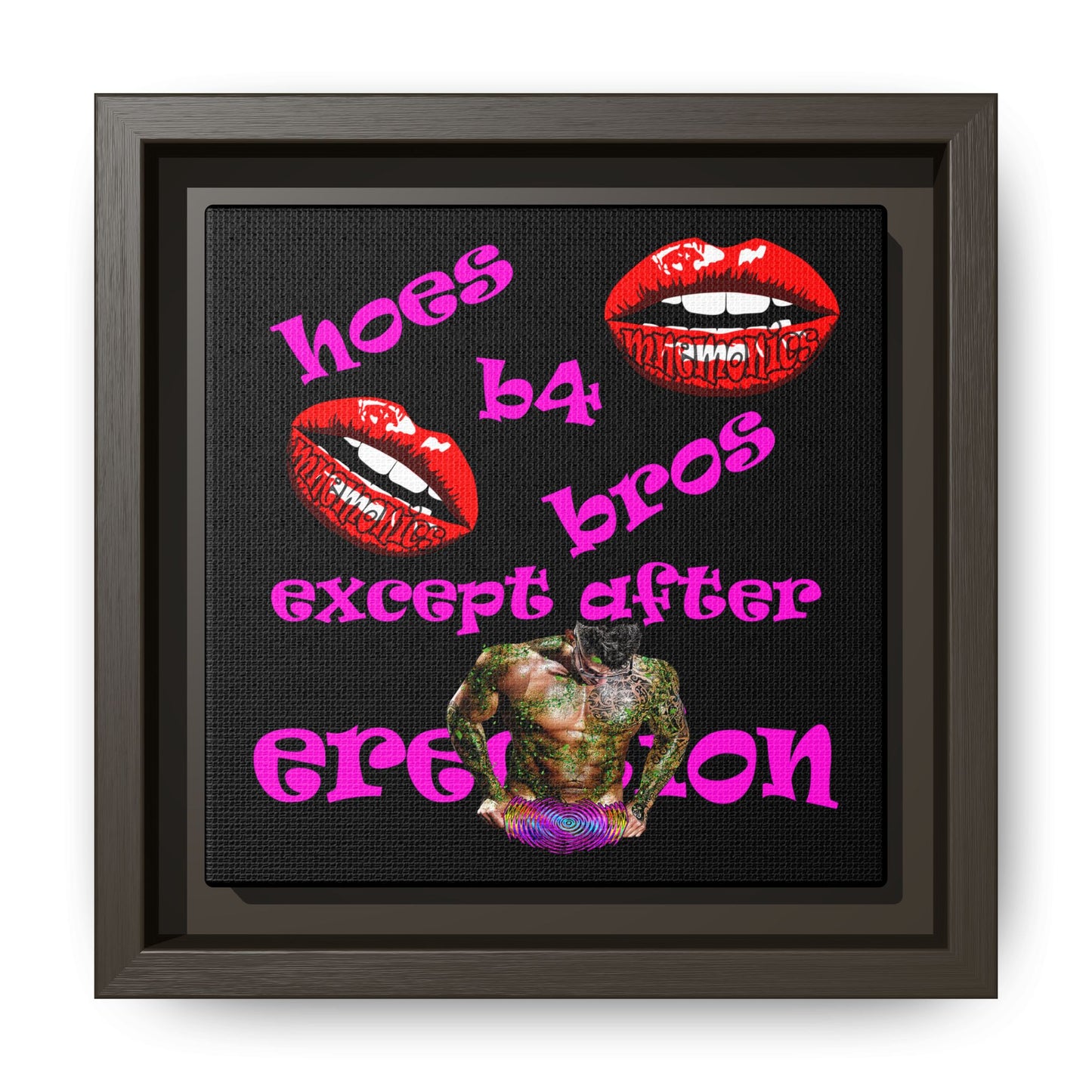 hoes b4 bros - framed canvas art (black)