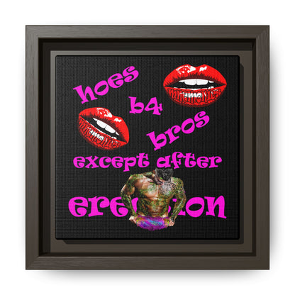 hoes b4 bros - framed canvas art (black)
