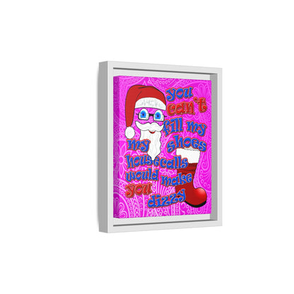 santa's shoes - framed canvas art (pink swirl)
