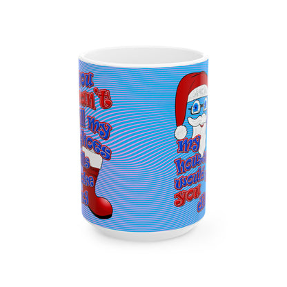 santa's shoes - White Mug (light blue-purple wave)