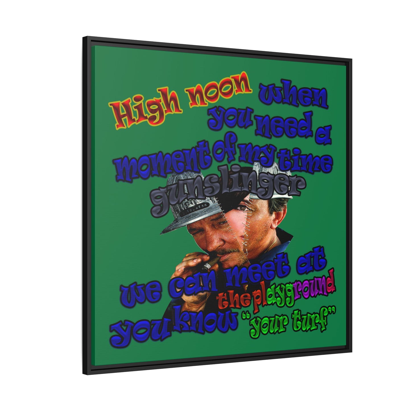high noon - framed canvas art (dark green)