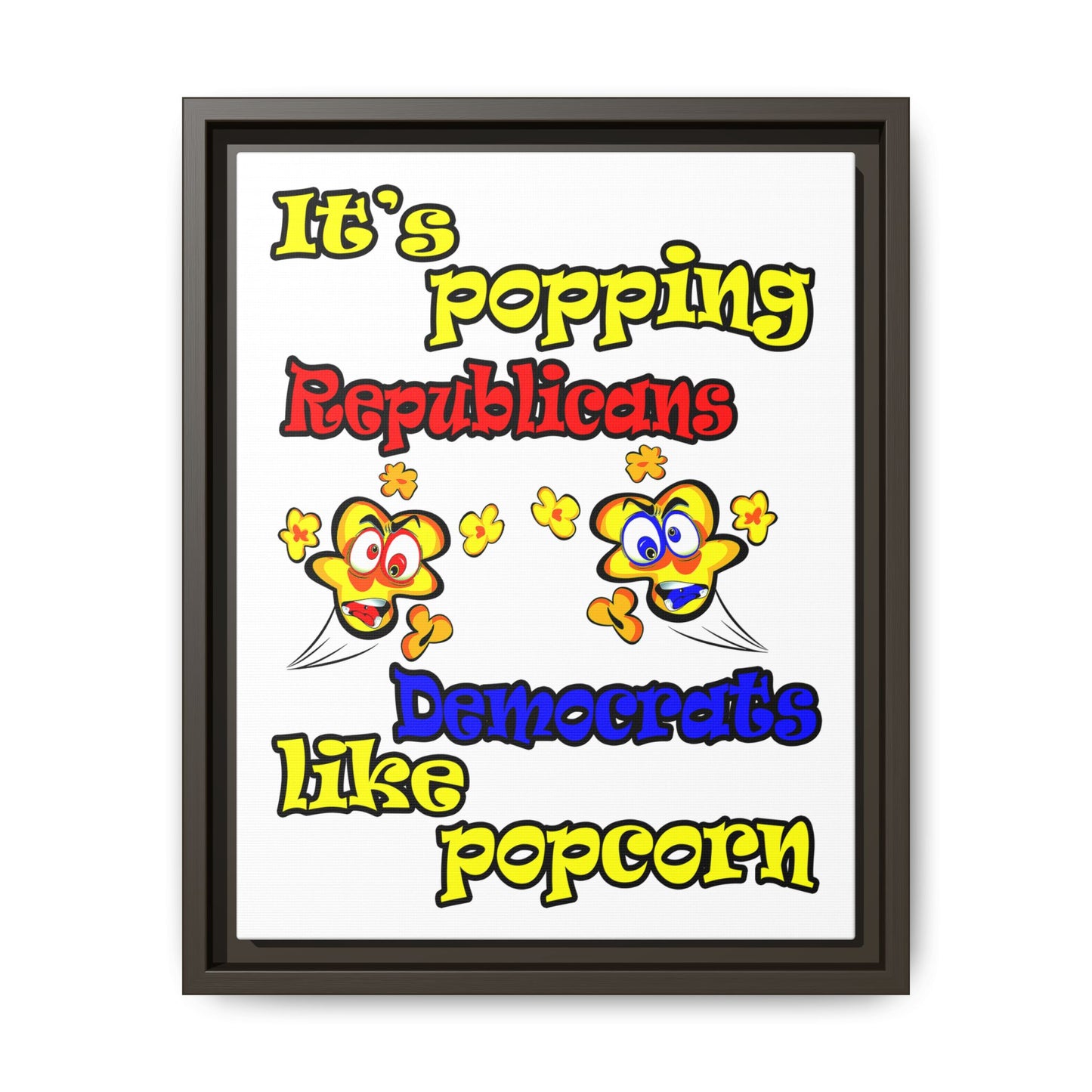 popping like popcorn - framed canvas art (white)