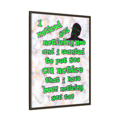 noticed you noticing - framed canvas art (white marble)