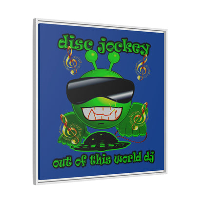disc jockey - framed canvas art (dark blue)