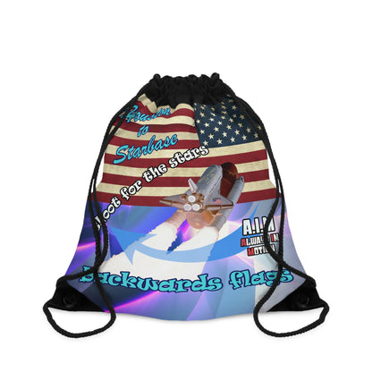 shoot for the stars - Drawstring Bag (grey-pink wave)