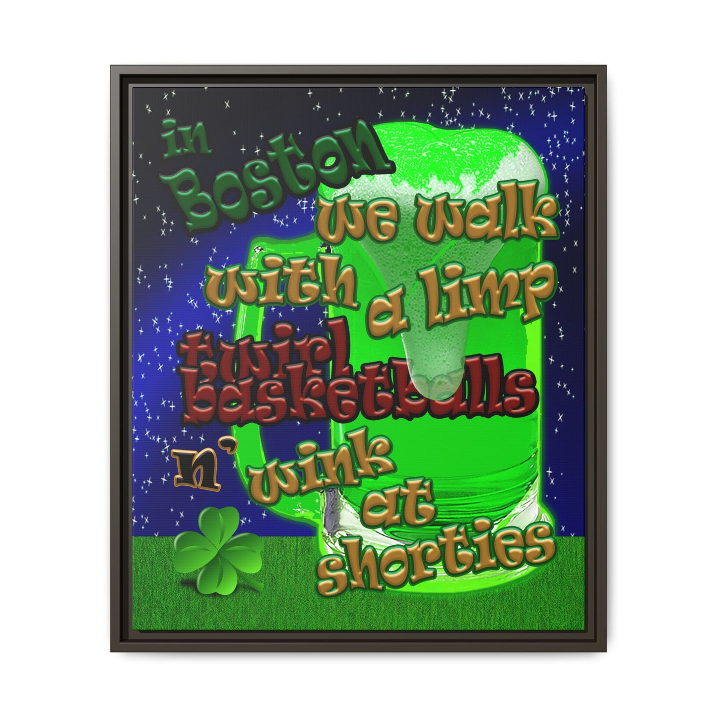 celtics logo - framed canvas art ('snoops' background)