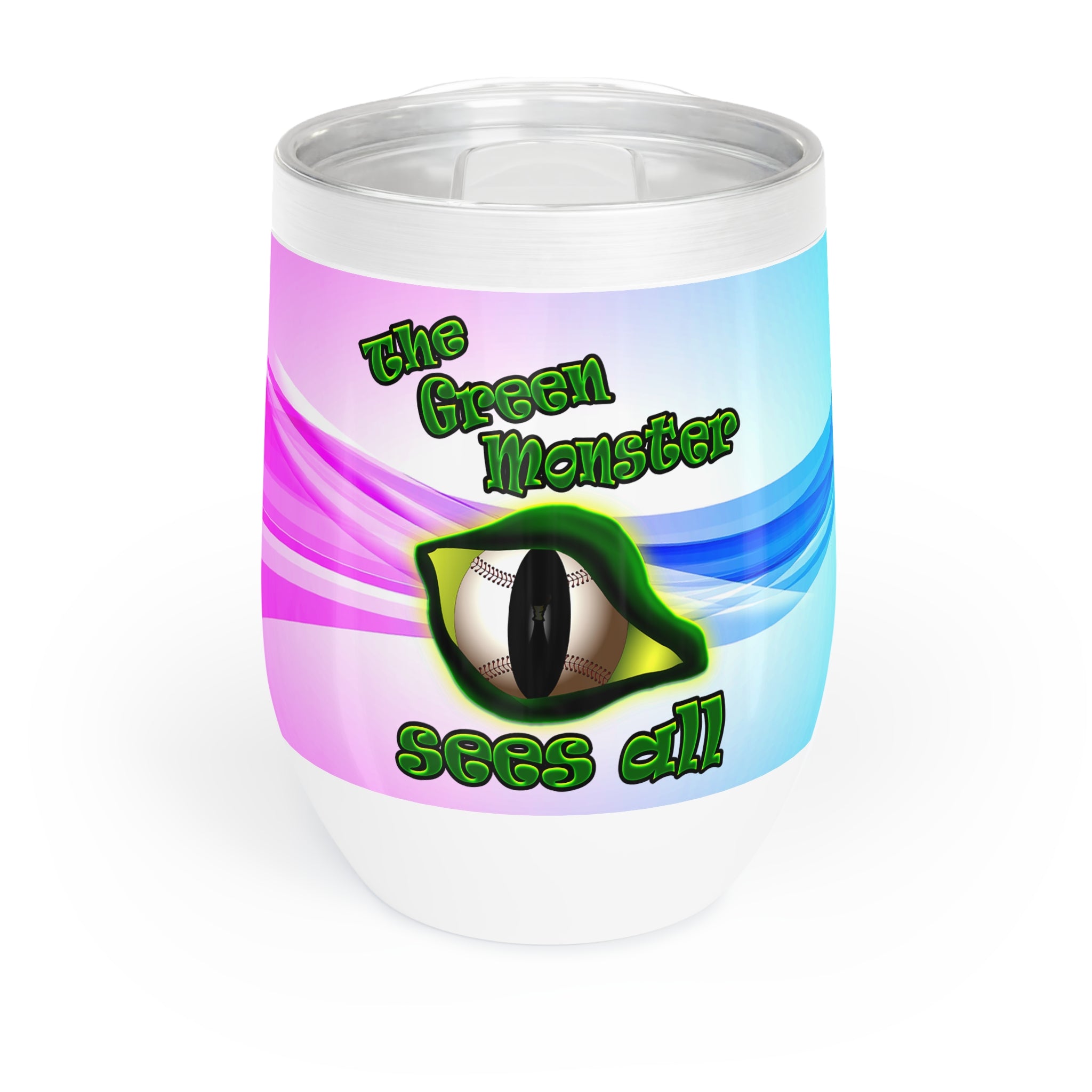 green monster - Chill Wine Tumbler (light blue-pink wave)