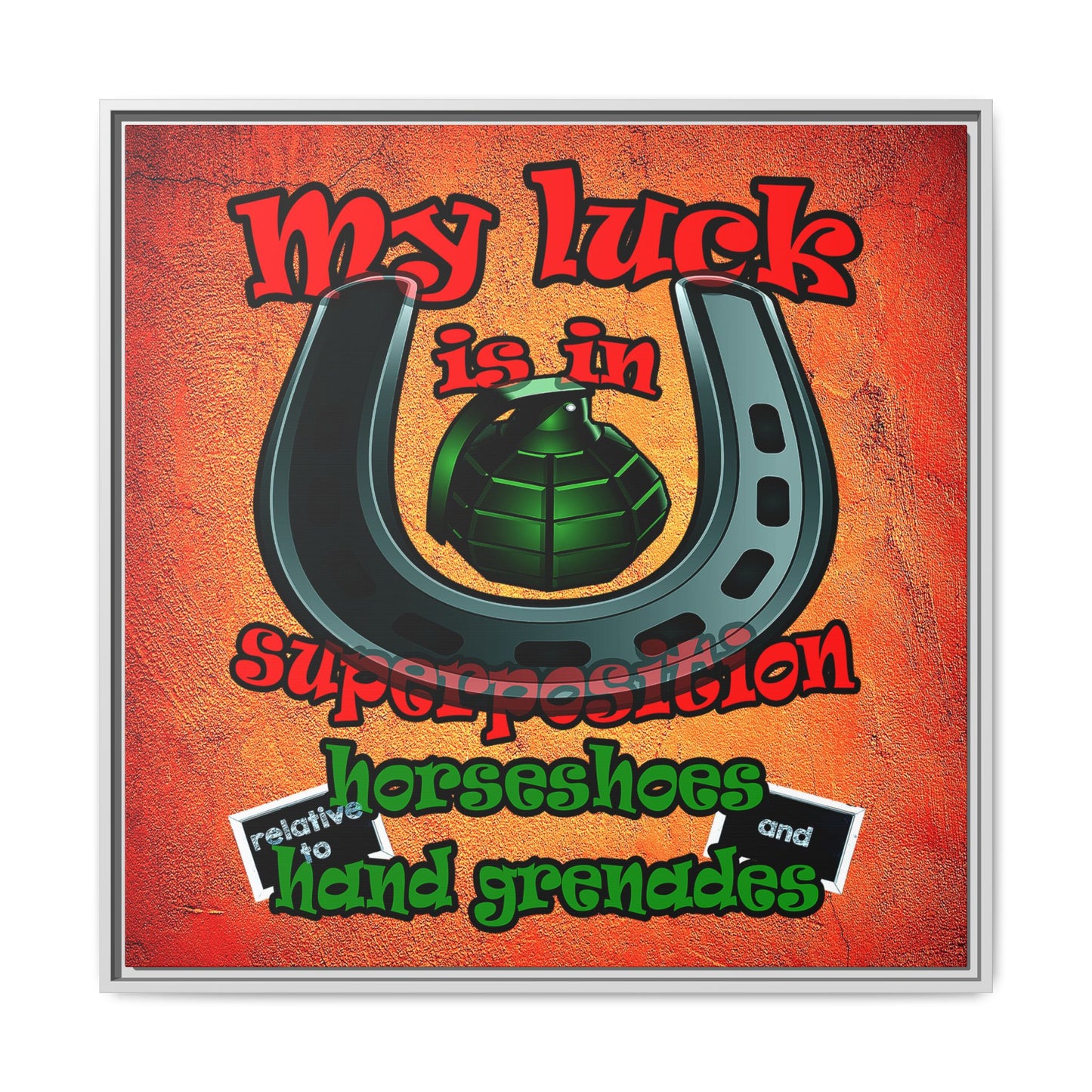 my luck - framed canvas art (burnt orange)