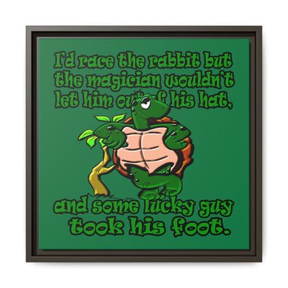 turtle race - framed canvas art (dark green)