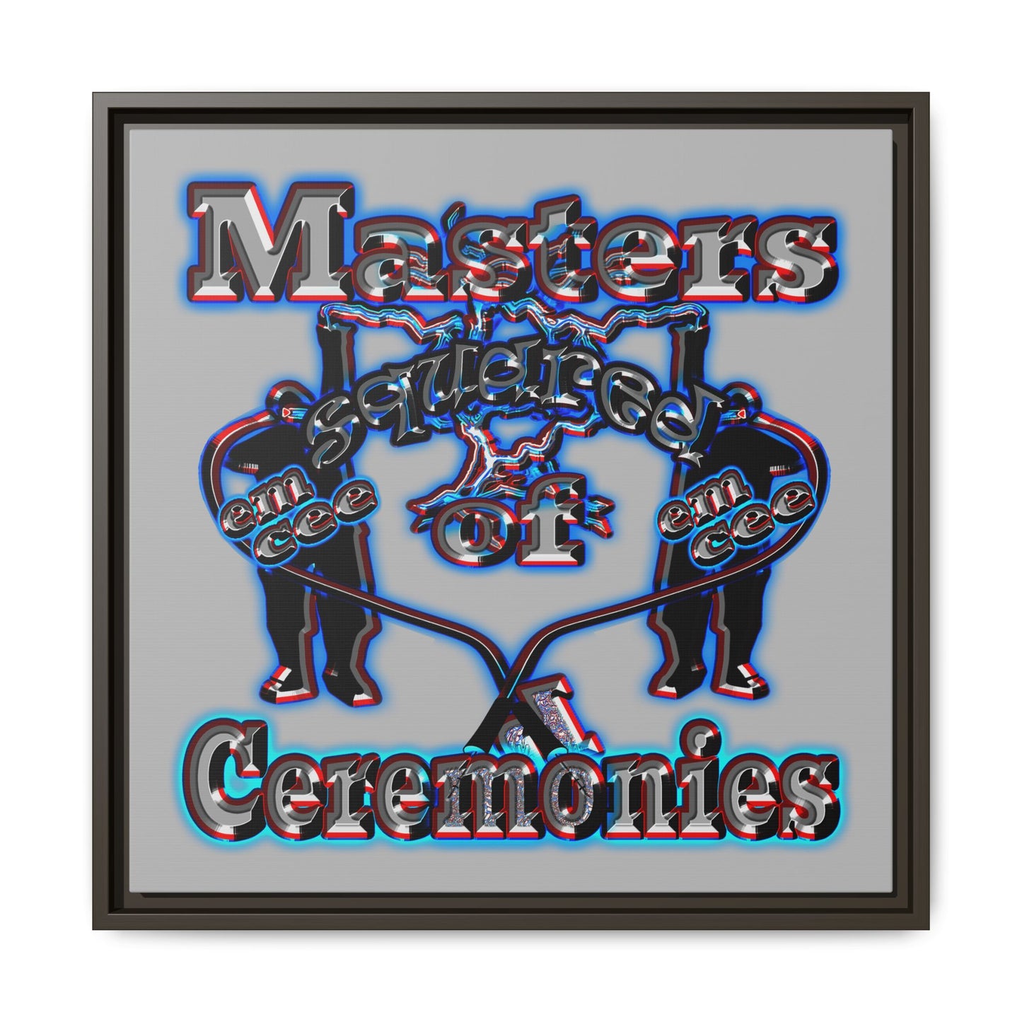 em cee squared - framed canvas art (light grey)