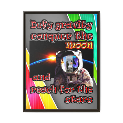 defy conquer reach - framed canvas art (rainbow split)