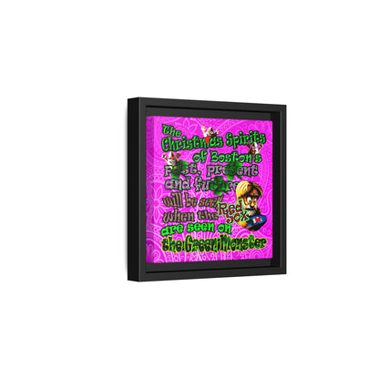christmas spirits of boston - framed canvas art (pink swirl)