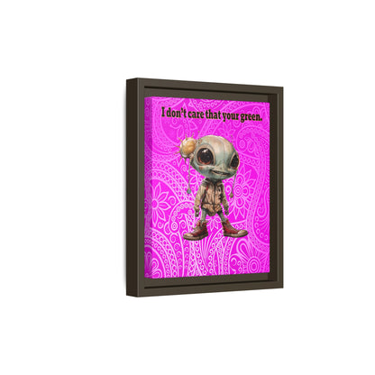 I don't care that your green - framed canvas art (pink swirl)