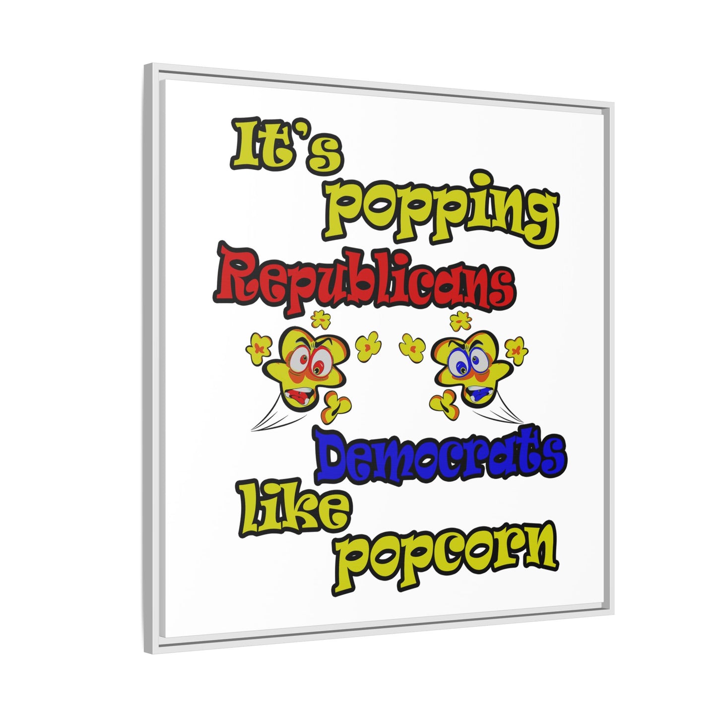 popping like popcorn - framed canvas art (white)
