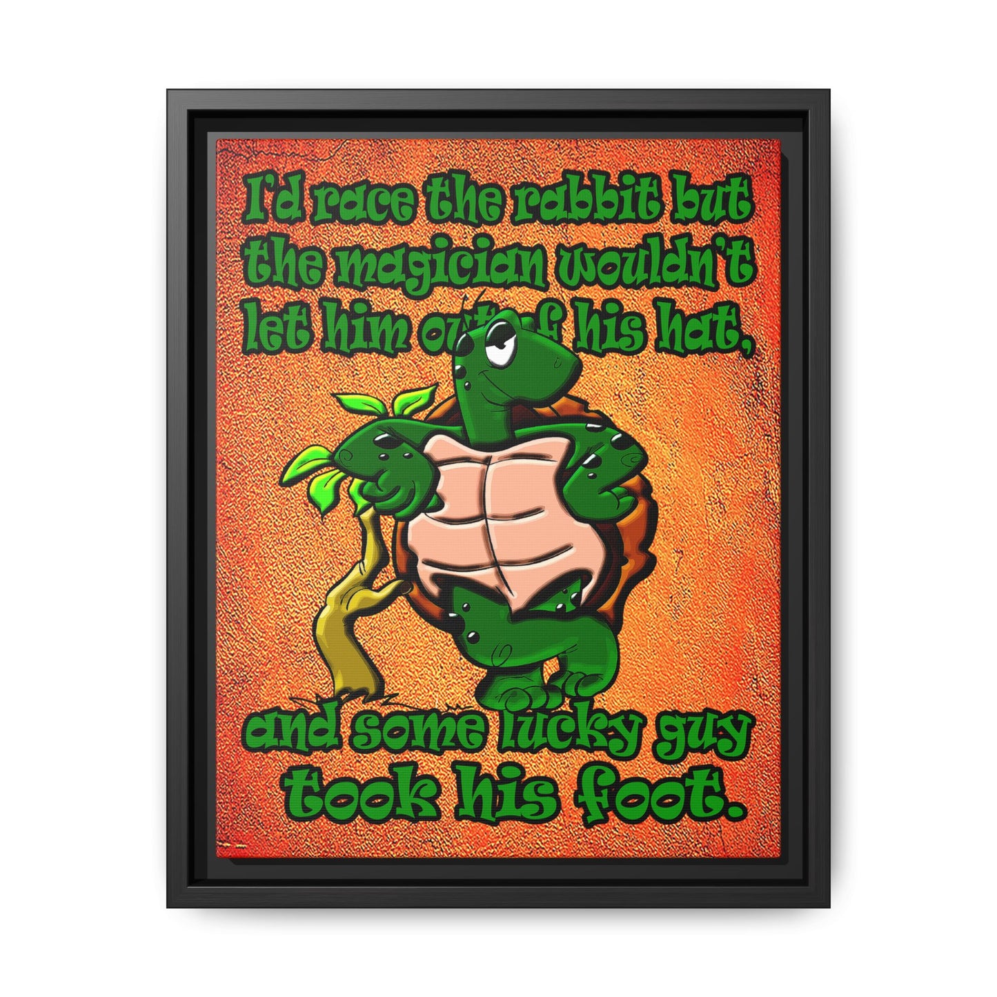 turtle race - framed canvas art (burnt orange)