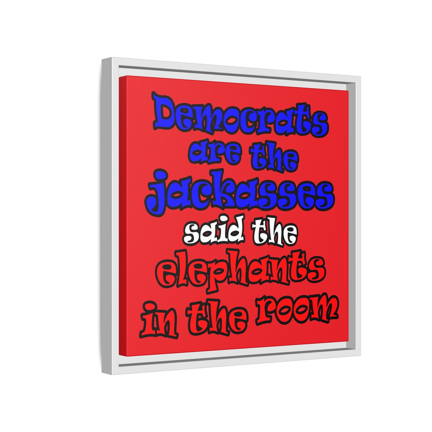 donkeys and elephants - framed canvas art (red)
