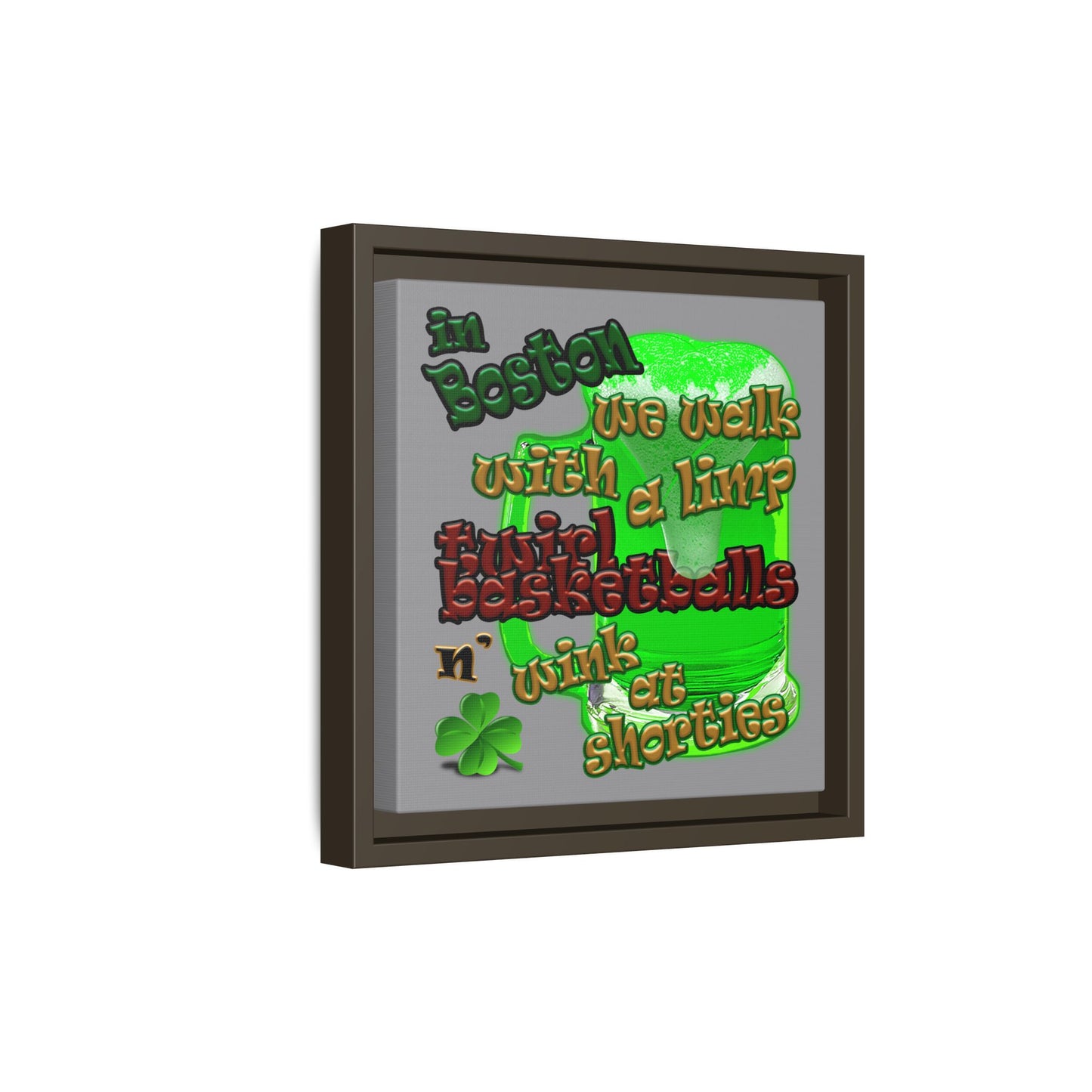 celtics logo - framed canvas art (grey)